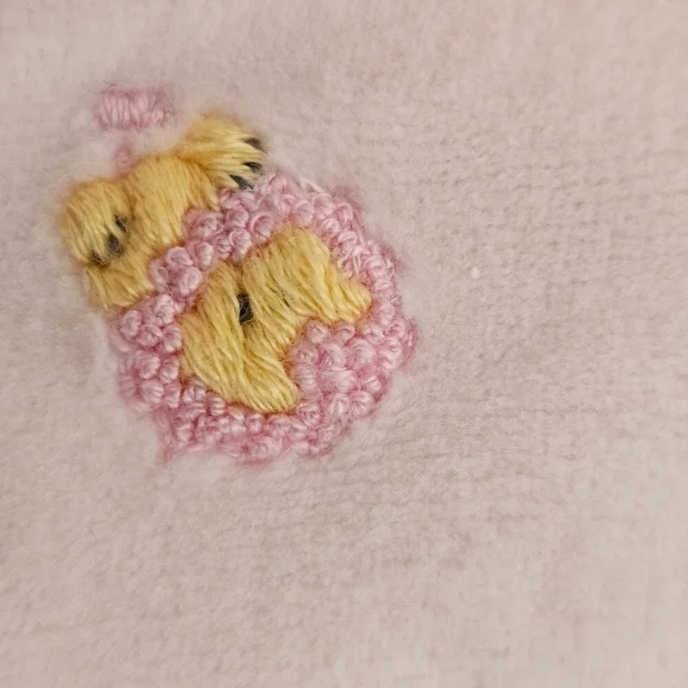 Kissy Kissy Premier Pink Embroidered Pima Cotton Velour Footie Size 0-3 - Picture 5 of 7
